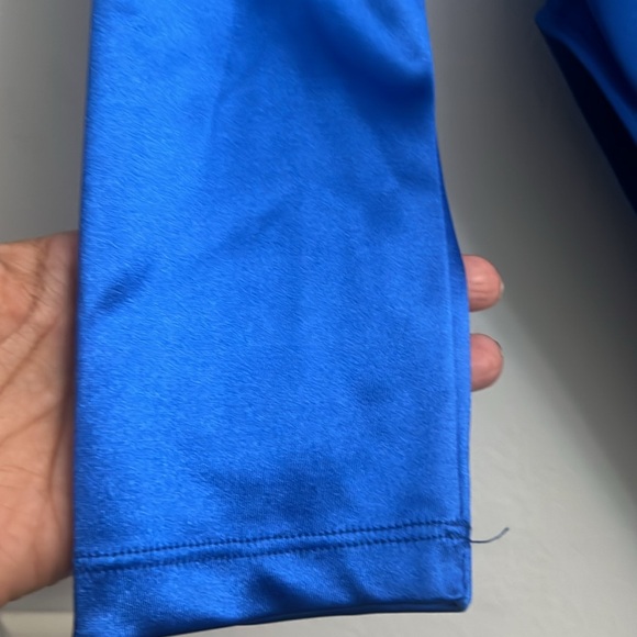 Silk look Royal Blue Long Sleeve Bodysuit Deep V neck - Picture 7 of 7